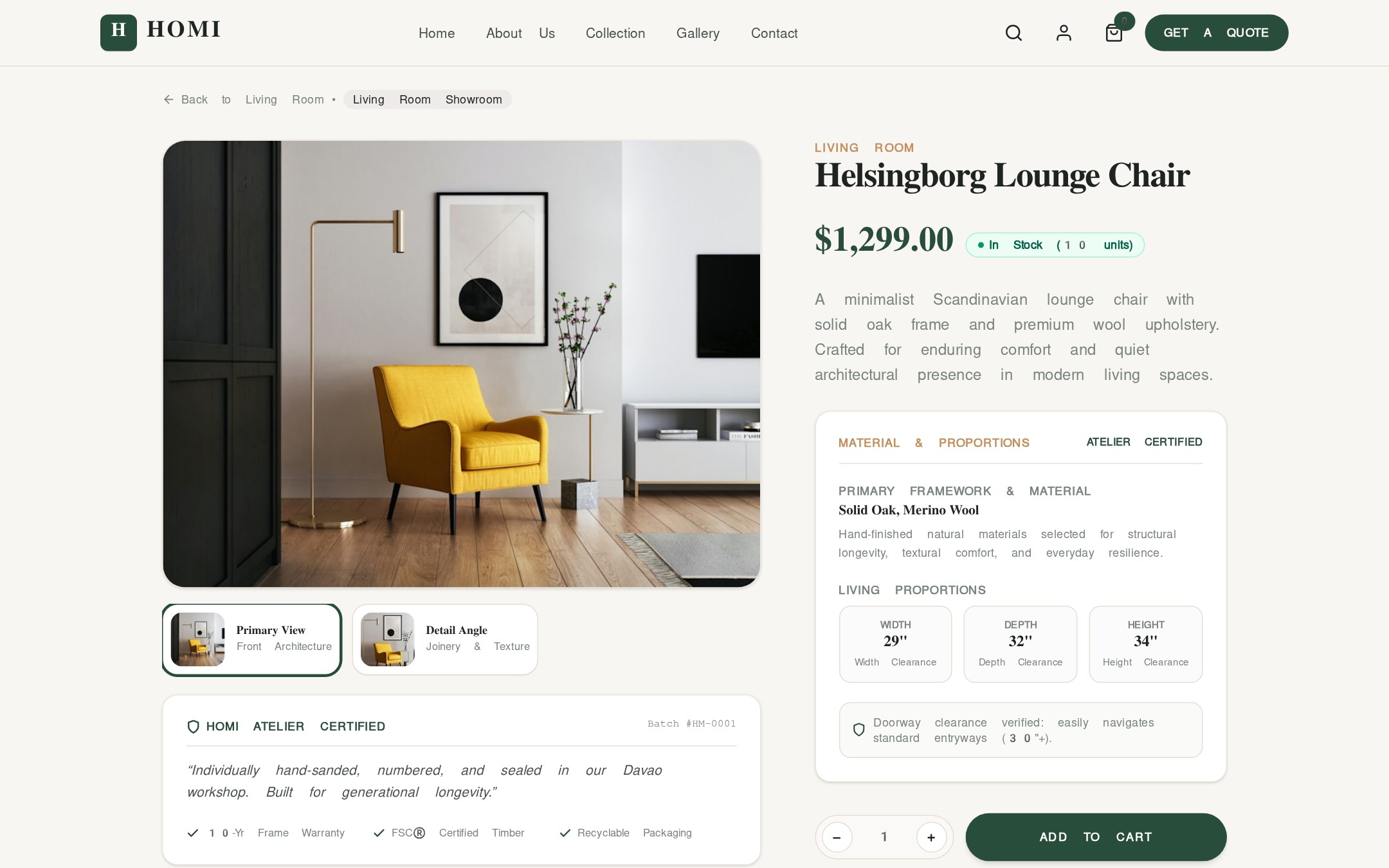 HOMI — E-Commerce & Showroom Engine — Transactional Checkout Flow