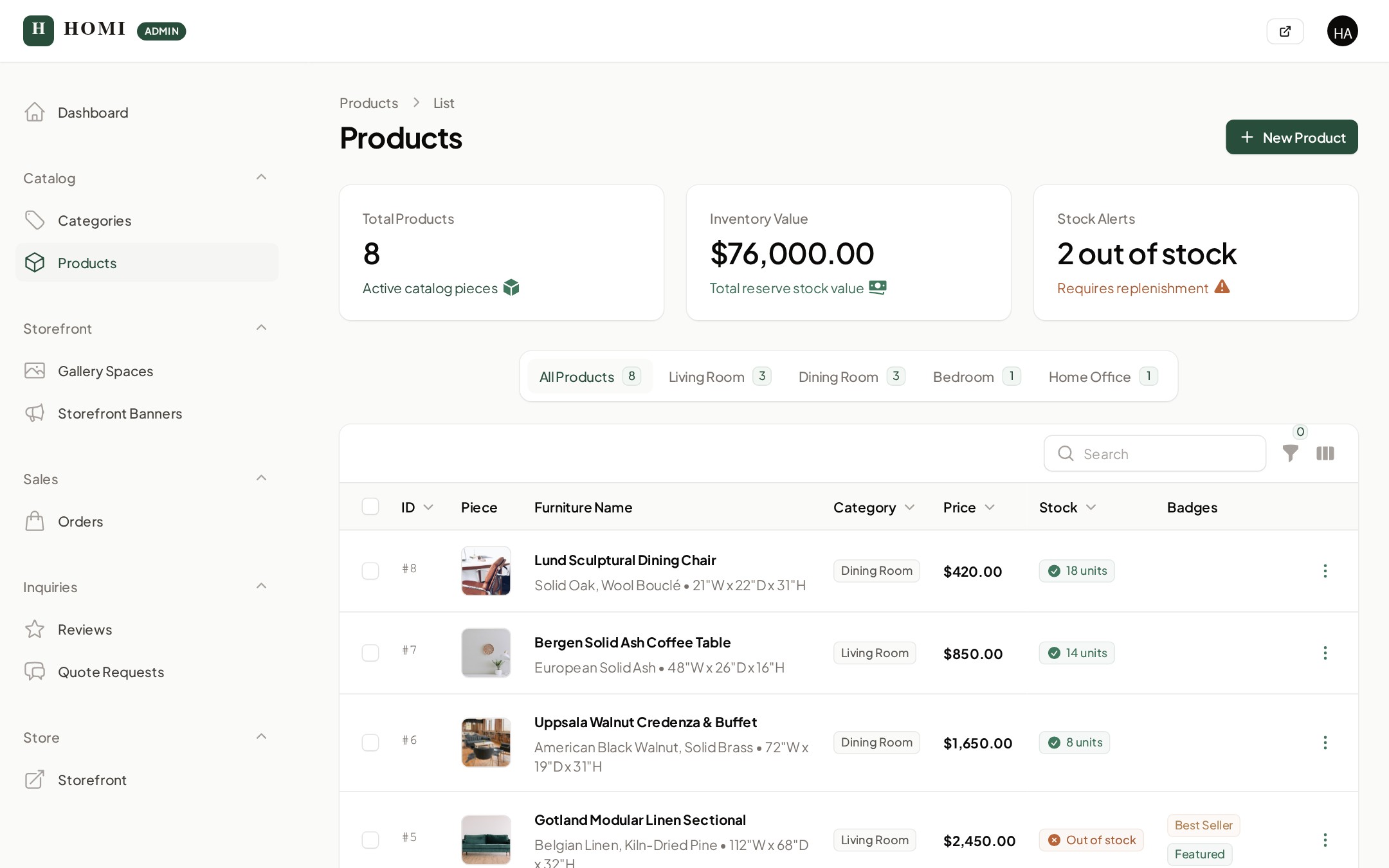 HOMI — E-Commerce & Showroom Engine — Administrator Management Console